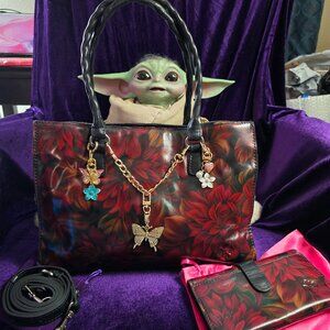 Patricia Nash Primrose Satchel in Rustic Mums w/Wallet